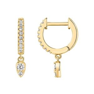 14K Gold Plated Hoops With Dangle